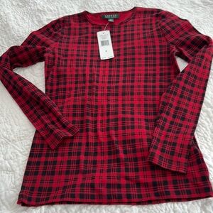 Lauren plaid crew neck top with tags
